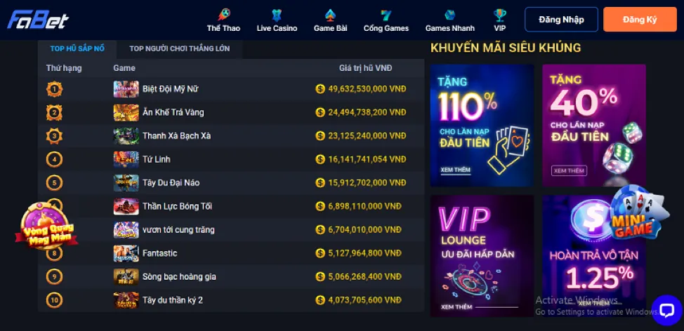 Các chương trình khuyến mãi tại 888casino link mới
